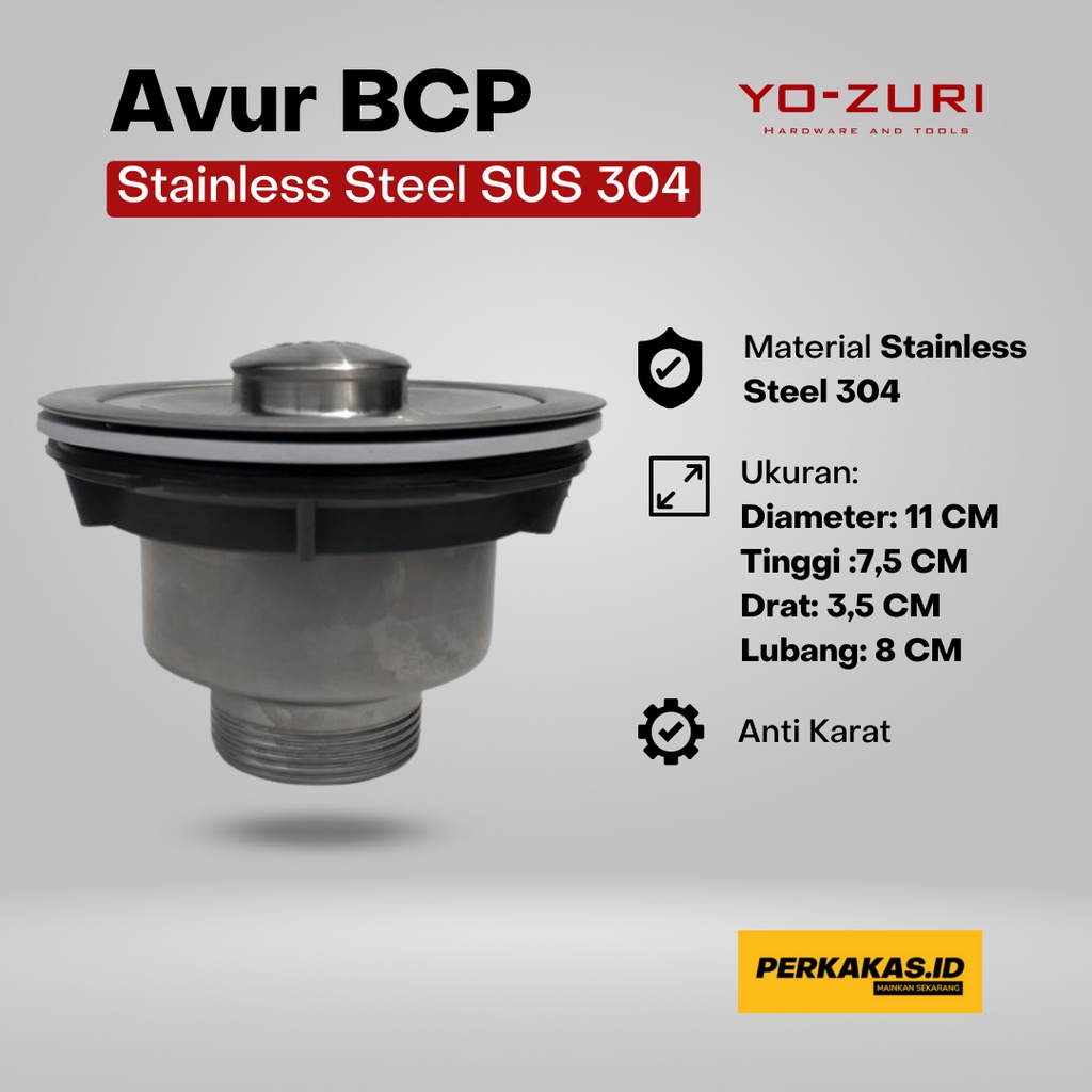 Avur Cuci Piring Full Stainless 304 Saringan Kitchen Sink