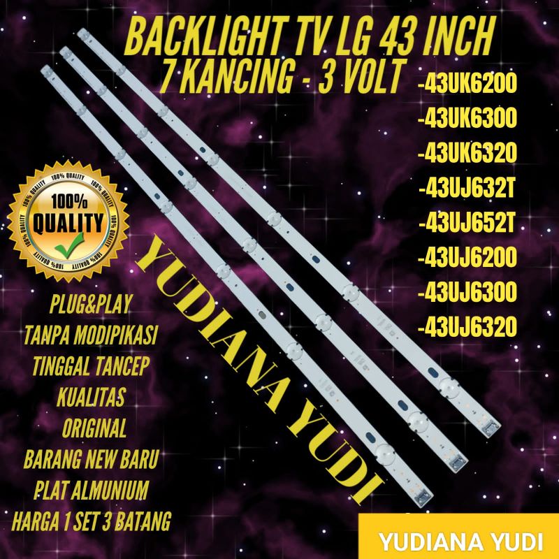 BACKLIGHT TV LED LG 43 INCH 43UK6200 43UK6300 43UK6320 43UJ632T 43UJ652T 43UJ6200 43UJ6300 43UJ6320