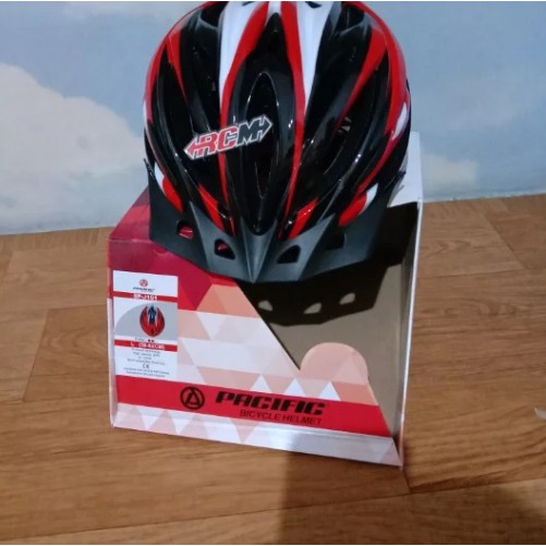 HELM SEPEDA MTB DEWASA NEW SP-J101 RINGAN AMAN BERKUALITAS SNI ADA LAMPU BLKG MERAH PUTIH L 56-61CM