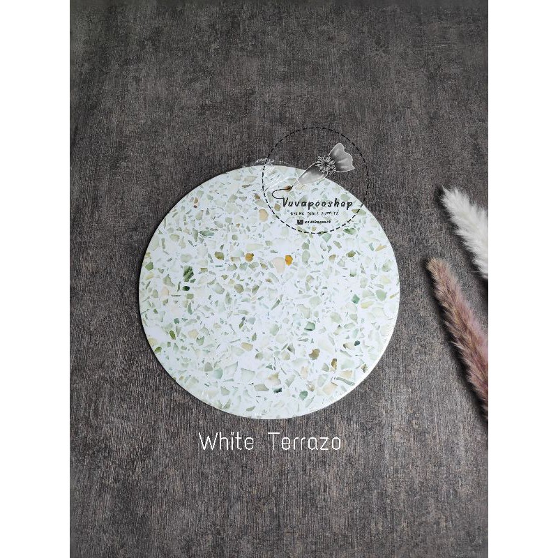 Cake Board Round White Terazzo / Tatakan Kue / Alas Kue / Cake Board / Tatakan Kue Marble