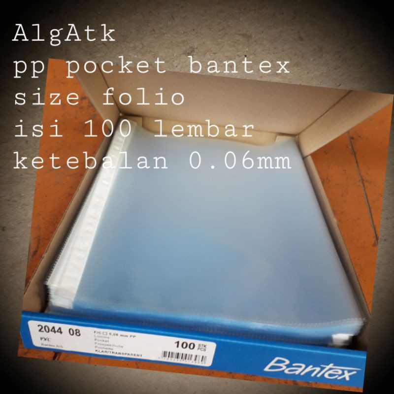 

Bantex pp pocket 0.06mm Isi 100 lembar.
