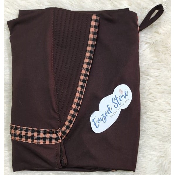 [COD] Termurah -  Jilbab Instan Serut Kotak | Hijab Serut Inayah Jilbab Jersi Serut Jersey Jumbo-Coklat Tua