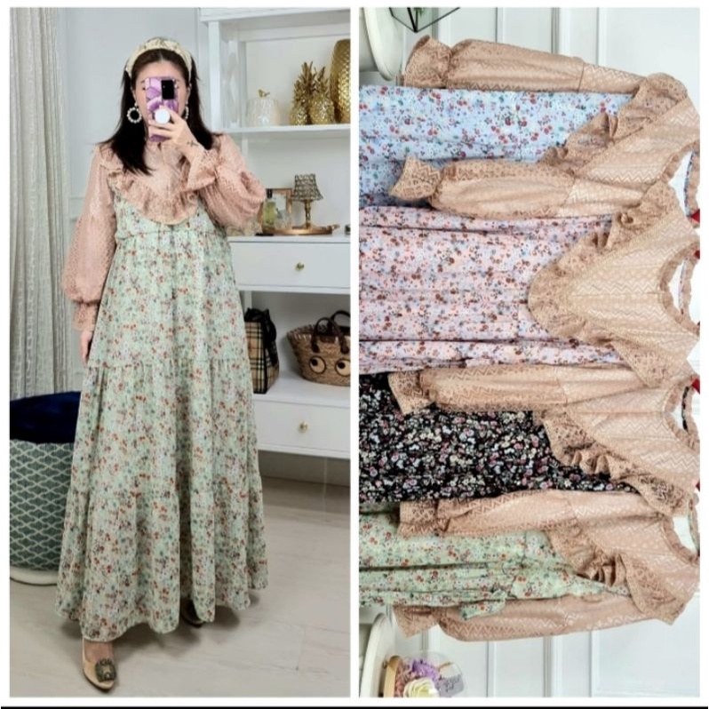 gamis brukat bunga meijiewang