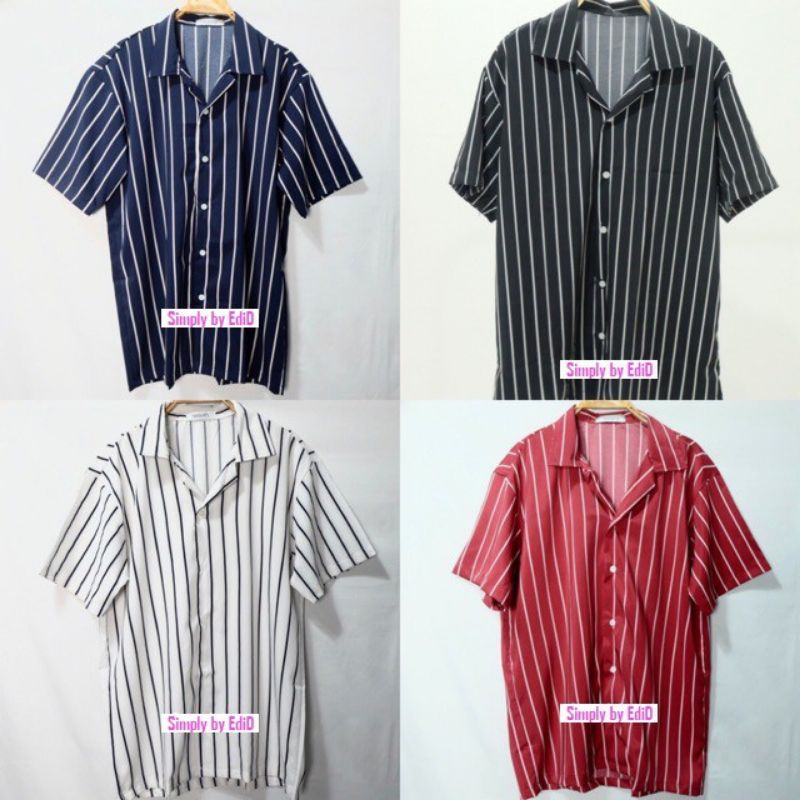 KEMEJA PRIA ( PD03 ) KEMEJA OVERSIZE PRIA MOTIF SALUR MODEL TERBARU GOOD QUALITY