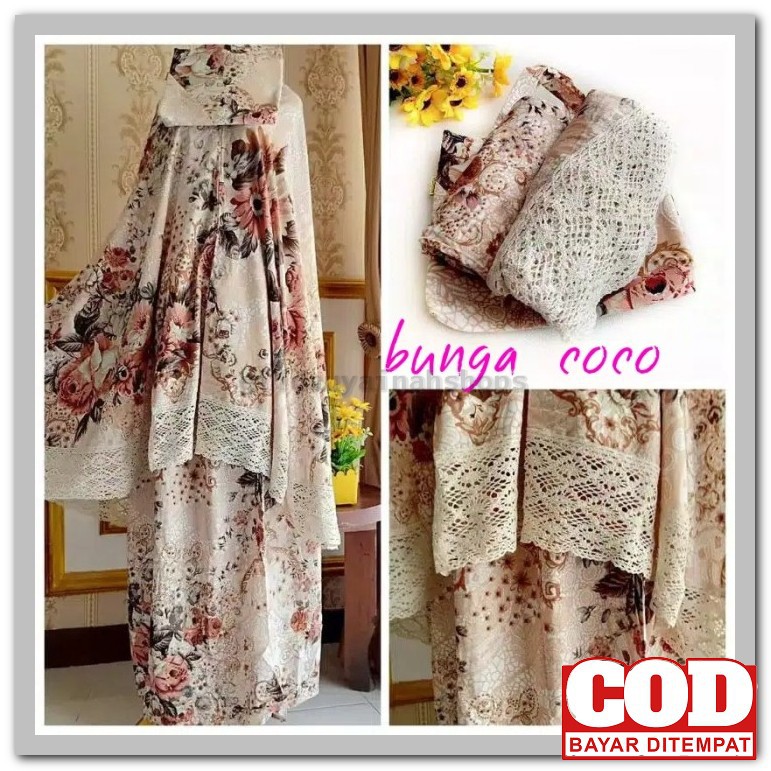 Mukena Dewasa Terbaru 2021 Motif Bunga Janda Bolong Remaja Kekini CQ228 Mukena Renda Shaby Flowren -