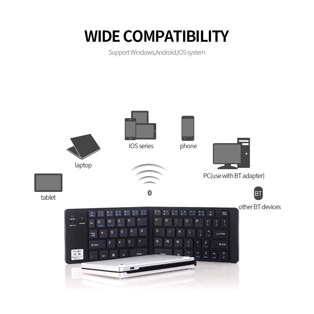 GK228 Folding Bluetooth Wireless Keyboard - Keyboard Lipat Portabel Lengkap Dengan Stand Multifungsi