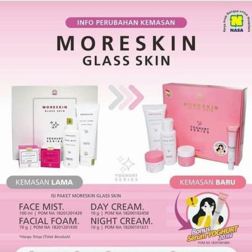 Paket Glaskin Moreskin Original/glowing nasa/whitening/moreskin glaskin/cream/moreskin nasa