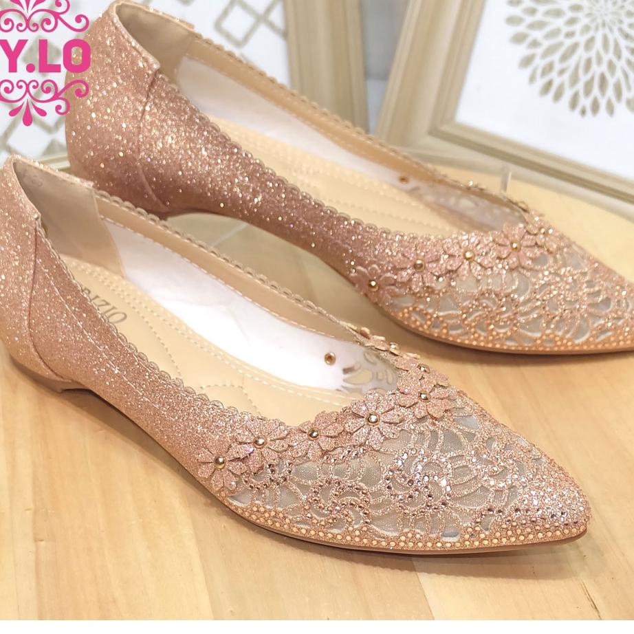 BAYAR DITEMPAT✔️SEPATU PESTA WANITA FLAT SHOES SWAROVSKY BALNANI|SQ1