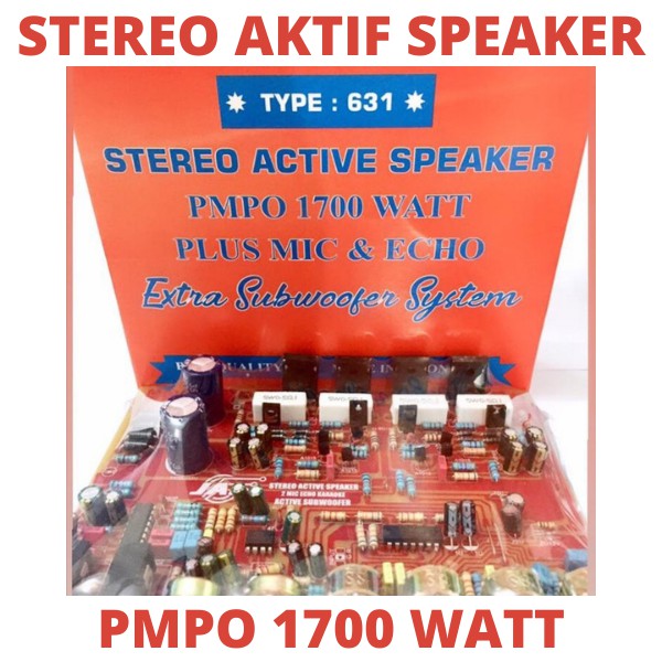 KIT POWER AKTIF SPEAKER STEREO TYPE 631 MIC ECHO SUBWOOFER PMPO 1700 WATT ACTIVE AKTIVE AKTIP ACTIP