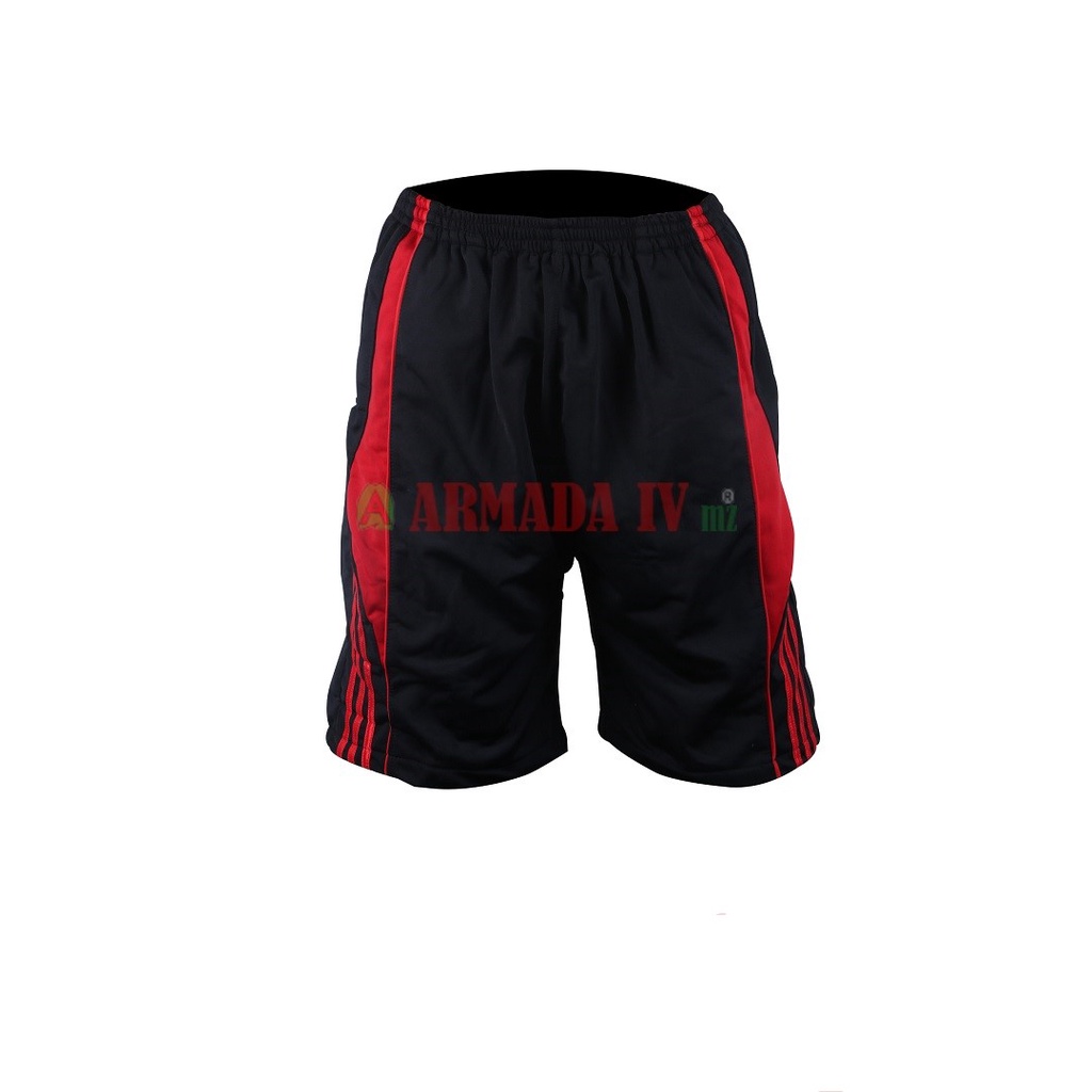 Celana Training Pendek Hitam Garis Merah