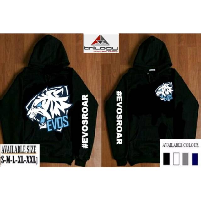 HOODIE KEREN EVOS ROAR HOODIE JUMPER EVOS ROAR REAL COTTON FLEECE