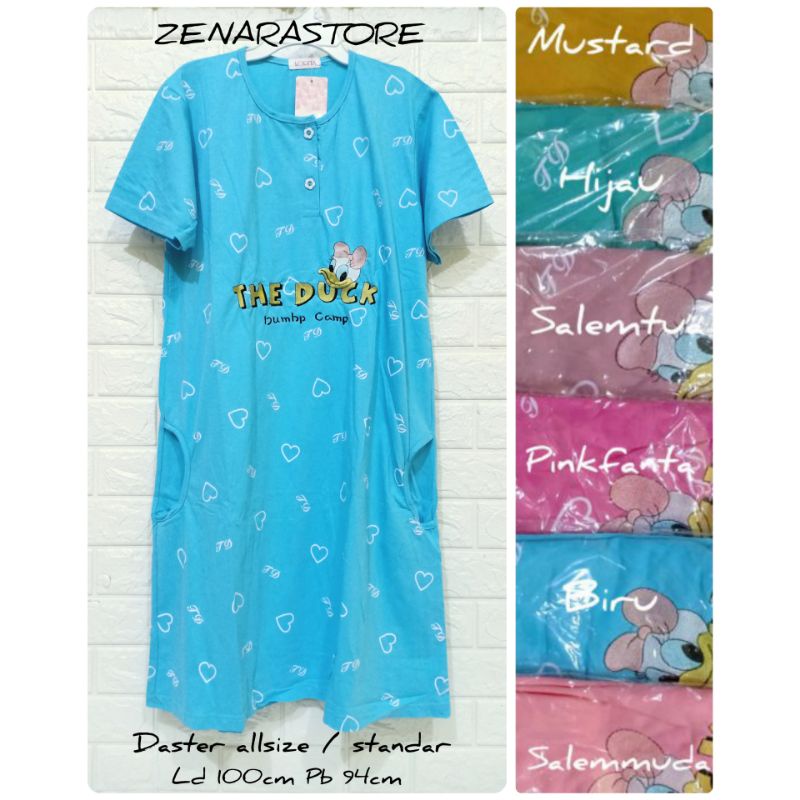 Daster kaos Allsize standar Lorita by Sofie daster allsize kancing depan busui daster midi Ld 100 cm