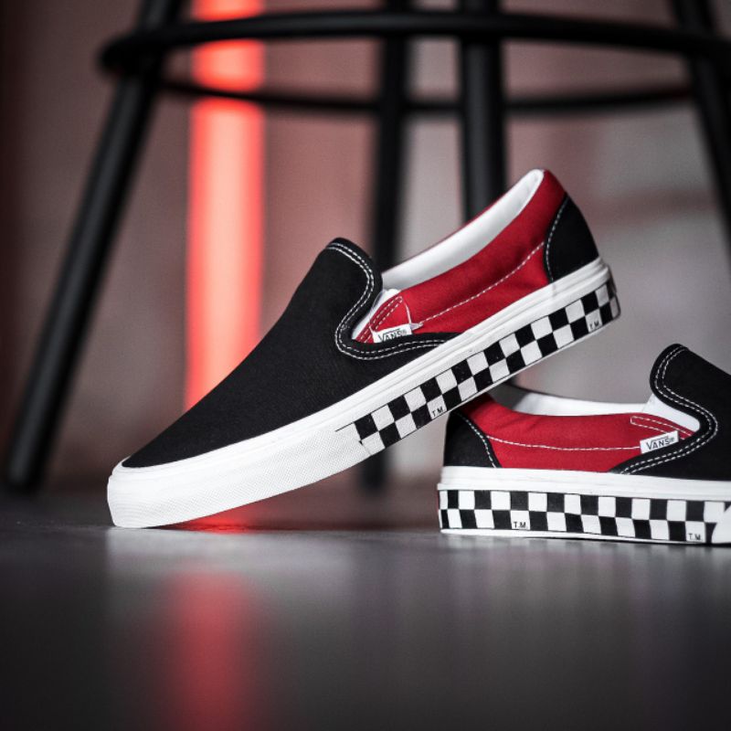 Vans BMX Slip On Checkerboard Black Red Original