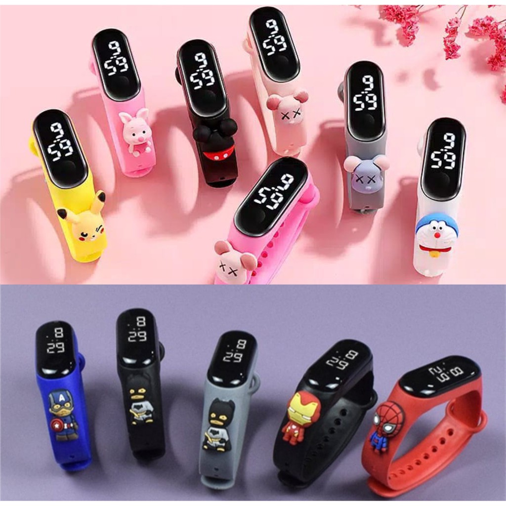 Jam Tangan Anak LED Digital display Elektronik Motif karakter kartun Lucu