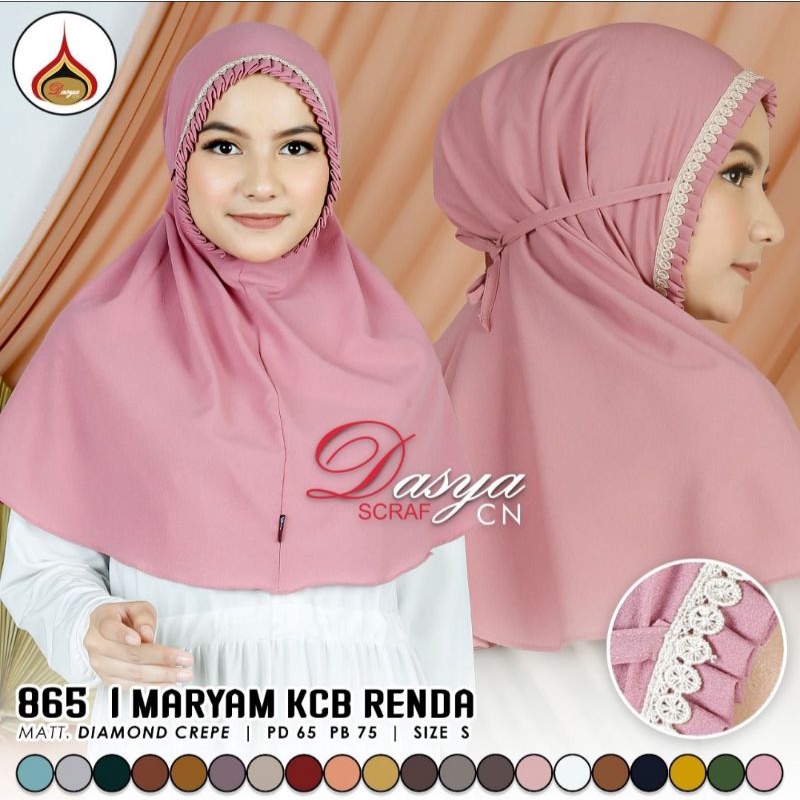 MURAH ! HIJAB BERGO MARYAM KCB RENDA BAHAN DIAMOND CREPE PREMIUM DASYA SCARF JILBAB KERUDUNG SEGI EMPAT SQUARE INSTAN