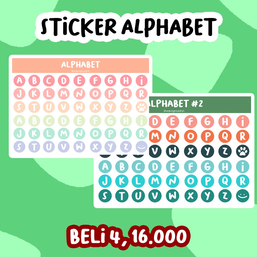 

[BELI 4, 16.000] STICKER ALPHABET LUCU, AESTHETIC, MURAH, BERKUALITAS, SUDAH CUTTING