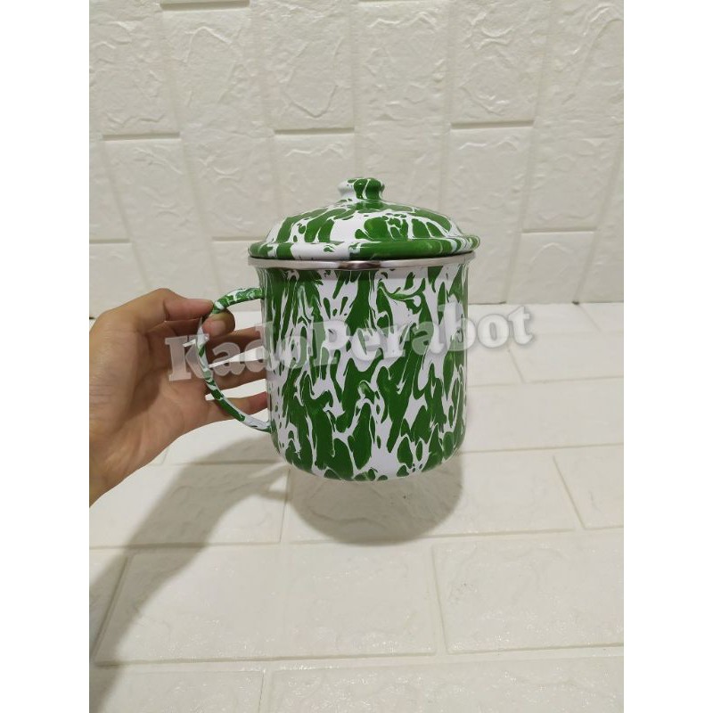 mug enamel burik 12 - cuntang lurik hight quality - gelas loreng baheula