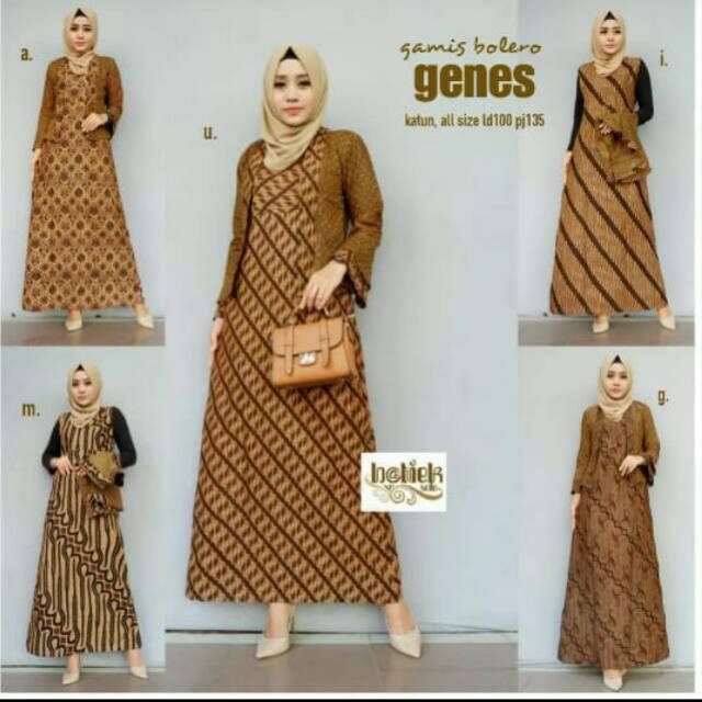Gamis Bolero Sogan Genes Batik Long Dress 2in1