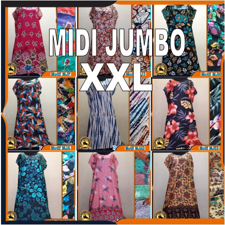 Daster Midi Jumbo Adem Ecer Grosir bs pilih motif murah bali karakter bunga ibu panjang hamil ld 120-GROSIR 15 PCS