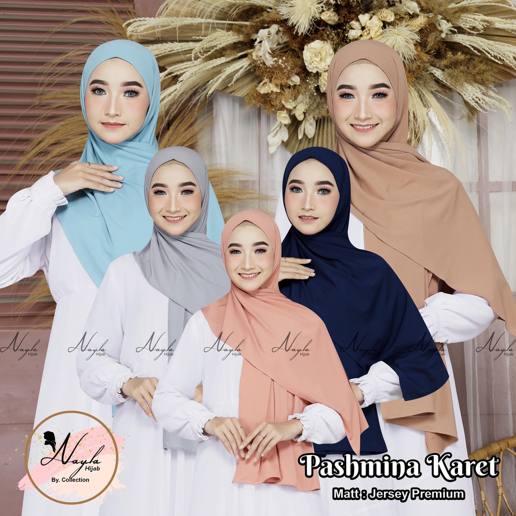 Pashmina Instan Karet Jersey Premium Hijab Instan Jersey Tali Karet Kerudung Pashmina Karet Nayla Hija'b