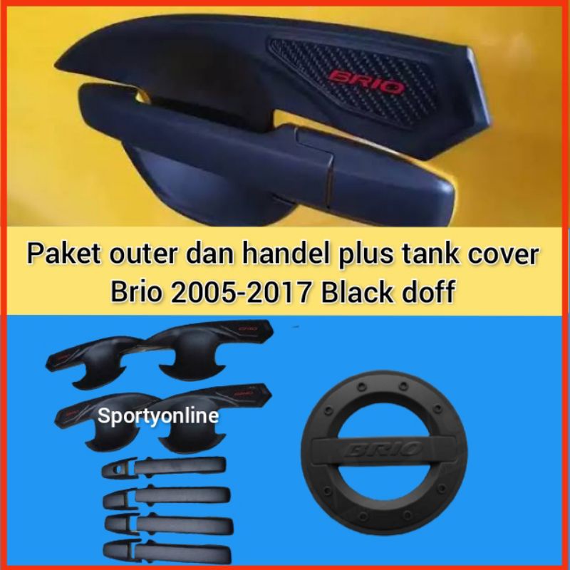 Paket outer dan handel plus tank cover brio 2005 - 2017 black doff