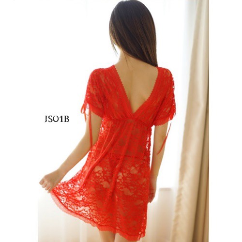 [READY STOCK] LINGERIE JUMBO BAJU TIDUR SEXY BIG SIZE BATWING LACE MERAH XL JS01B