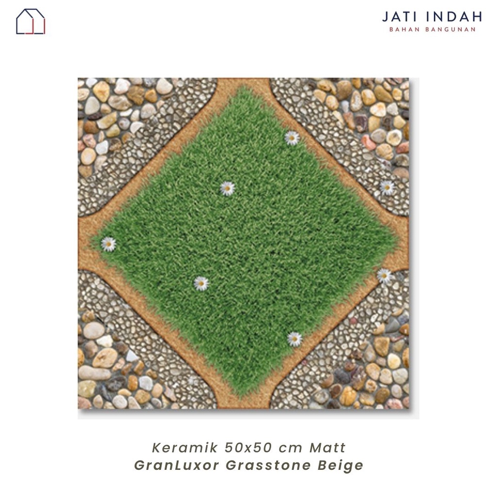Keramik Lantai Motif Batu Rumput Emboss Matt 50x50 Granluxor Grasstone
