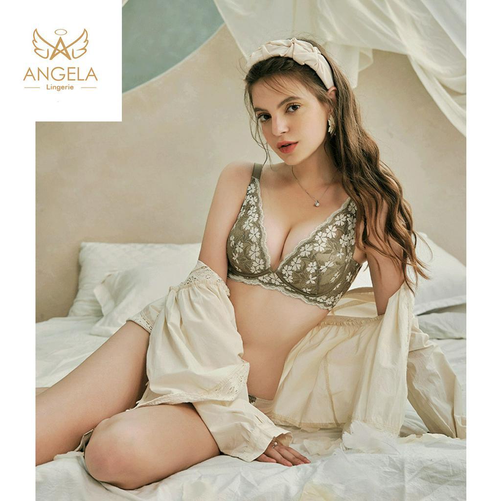 ANGELA PREMIUM JAPAN Bra BH Push Up Set Tanpa Kawat Celana Dalam Wanita Bikini Sport Beha Lingerie Korea Fashion Bralette Remaja Perempuan Sexy Pakaian Dalam COD Renang Motif Cewek Pita Bunga Murah Margarita Tali Jumbo