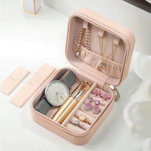 KOTAK PENYIMPANAN PERHIASAN JEWELRY BOX ANTING KALUNG CINCIN AKSESORIS MINI TRAVEL PORTABEL