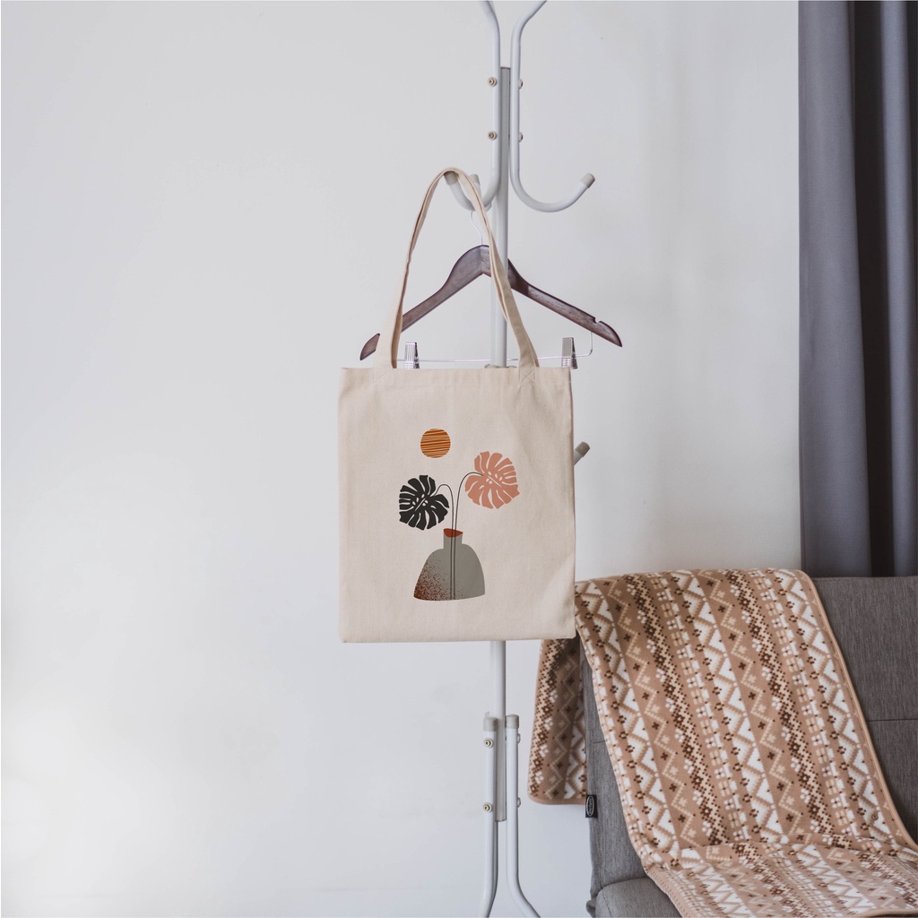 Sevine Tote Bag Kanvas Tas Fashion Totebag Wanita DTF Printing Nordic Aesthetic Series - KTF7