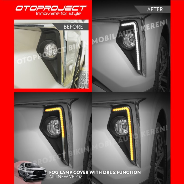 Cover Lampu Mobil All New Veloz 2021 Ring Foglamp Depan DRL 2 Fungsion