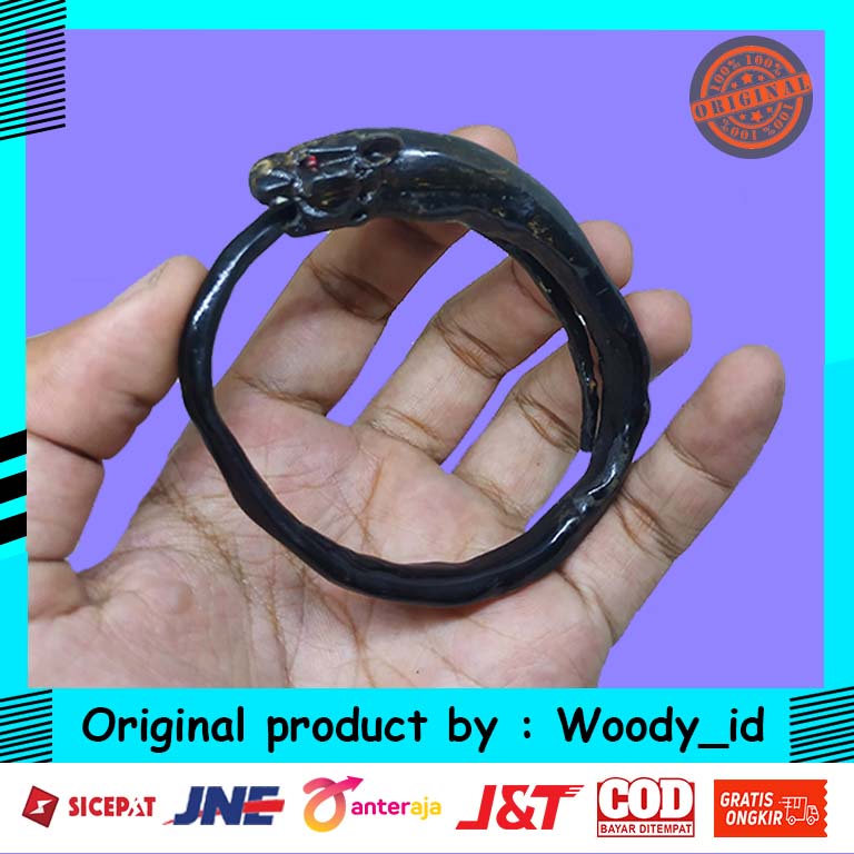 Gelang akar bahar hitam lentur ukir macan maung - aksesoris gelang akar bahar hitam maung bisa COD