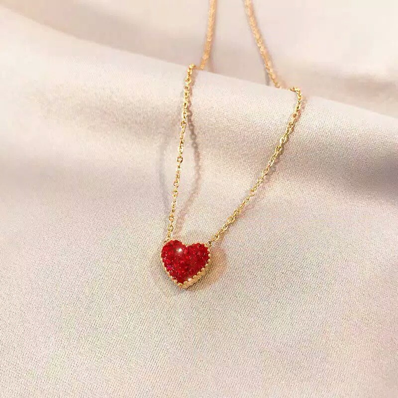 GG Kalung Hati Batu Zicron Dua Sisi Titanium#KL-120B