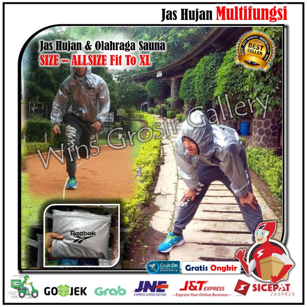 Jas Hujan Setelan Reebok Jaket Celana Pria Wanita Raincoat Sepeda Motor dan Olahraga Sauna