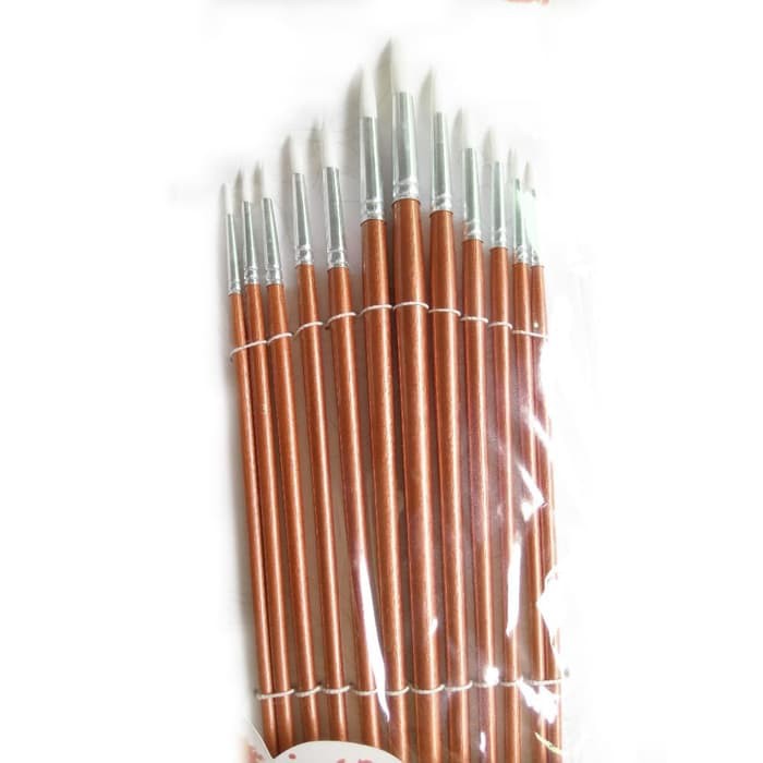 

em124 Kuas Lukis Gambar Sekolah 12 PCS - Brown