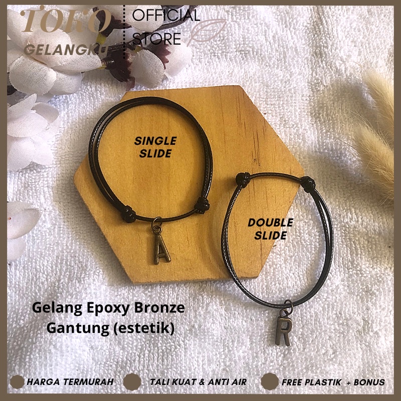 (A-Z) GELANG BRONZE HURUF GANTUNG ( BELI 10 FREE 1 GELANG POLOS ) / Gelang Tali Huruf Inisial Pria Wanita / Gelang Couple Sahabat Pacar / Bracelet initial Abjad