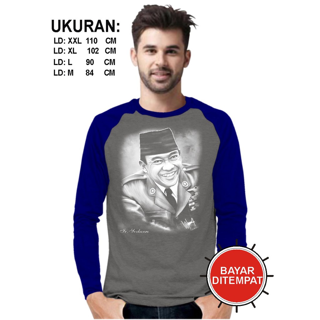 KAOS REGLAN LENGAN PANJANG/IR.SOEKARNO/KAOS PAHLAWAN/KAOS KIMONO/KAOS DISTRO/TREN SEPANJANG MASA