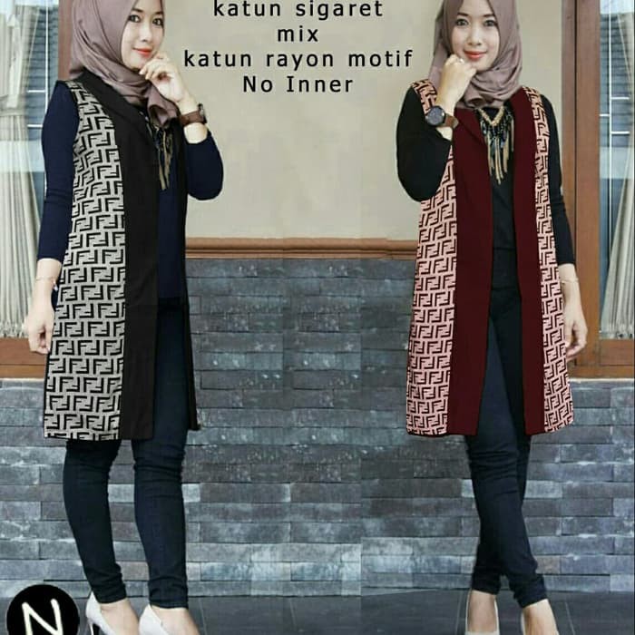 YO74 Rompi Denim Mlt Vest Wanita Trendy Kekinian