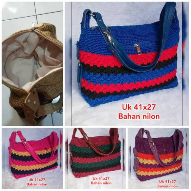 TAS RAJUT NILON SAFIANO/tas rajut murah/ grosir tas rajut jogja