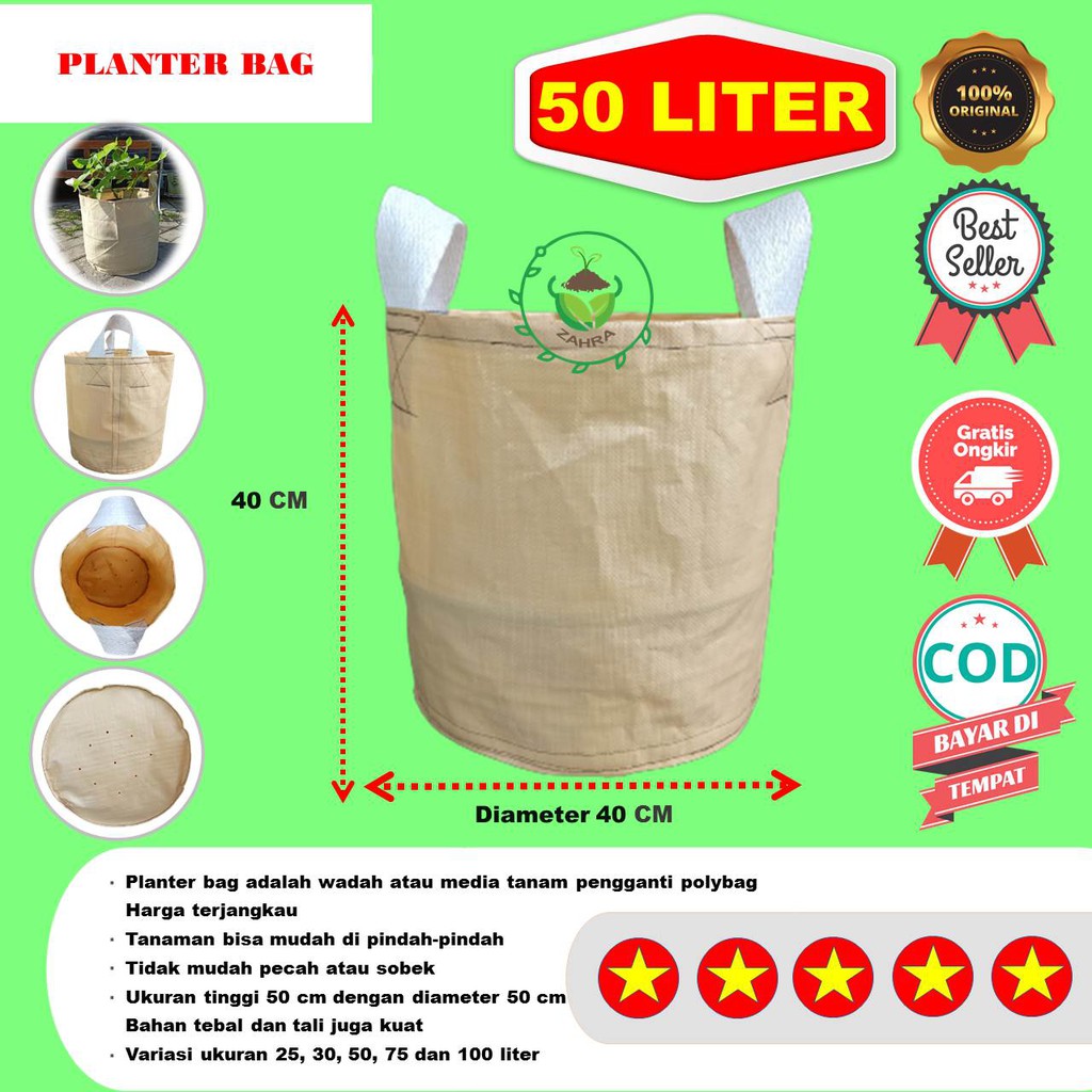 Planter Bag Planterbag Ukuran 50 Liter 40 X 40 Cm Pot Bunga Polybag Bibit Media Tanam Tabulampot