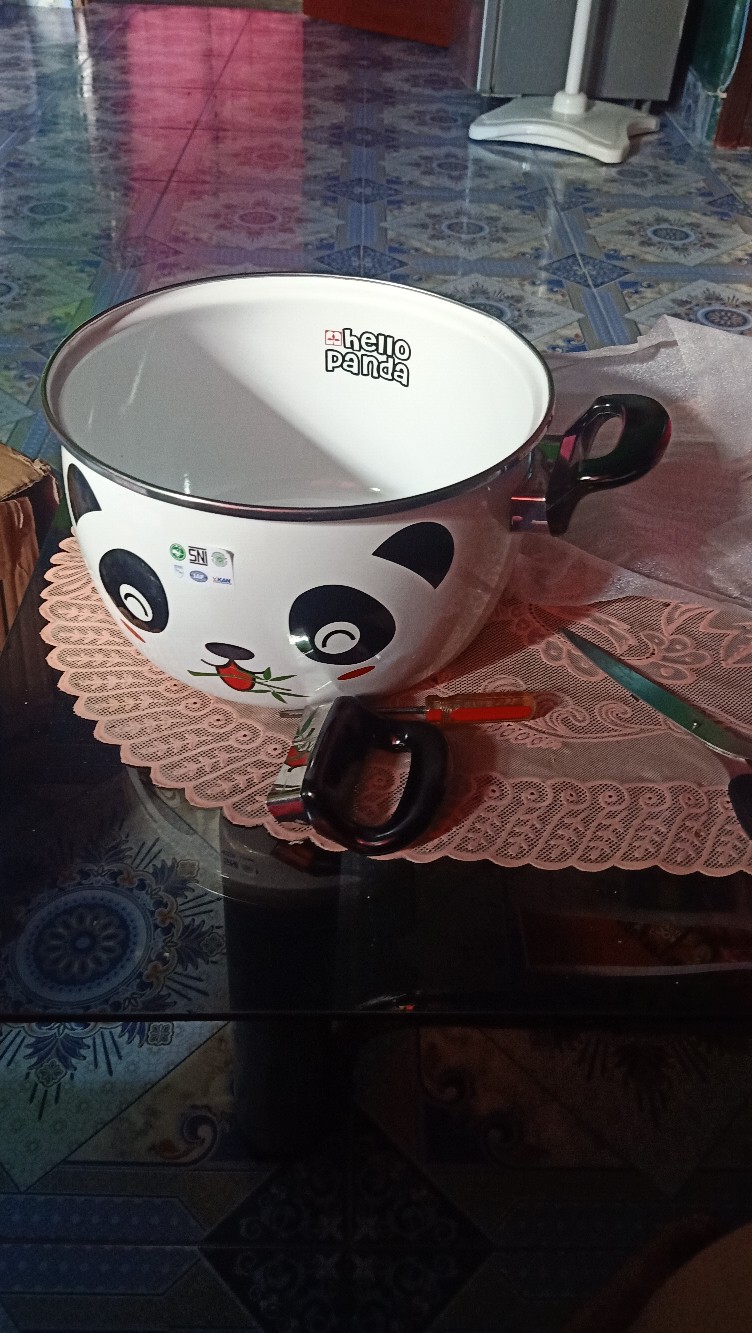 Panci Enamel 24cm Tutup Kaca Panda Maspion