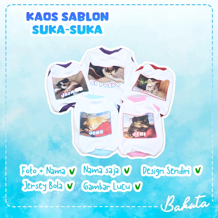 Kaos sablon kucing dengan Design Suka-Suka / Pilih Sesuai kebutuhan size S-XL