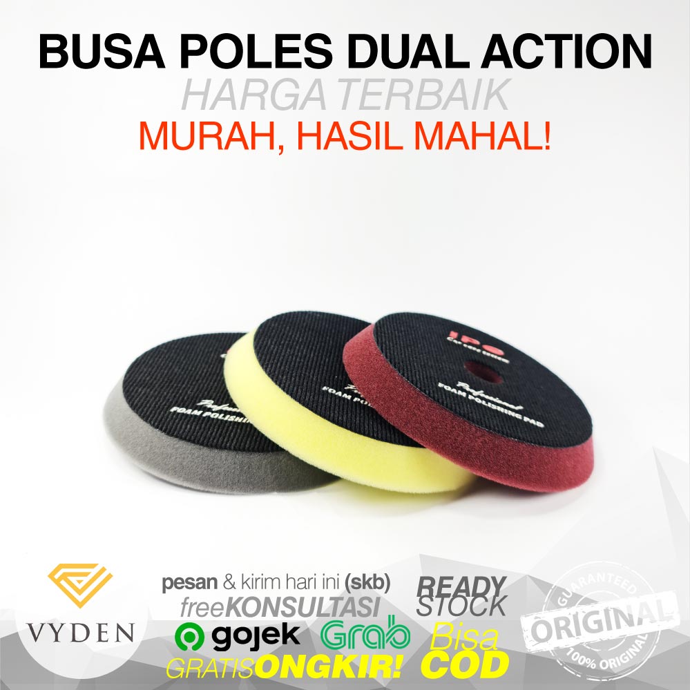 MURAH IPO 6in Thin Pad 3 Warna Dual Action Kompon Kasar Halus Wax Busa Mesin Poles Mobil