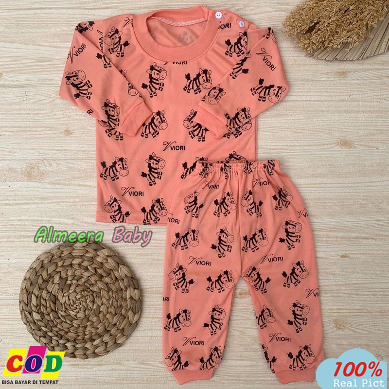 Setelan Baju Bayi Setelan Piyama Bayi Lengan Panjang Kancing Pundak Usia 3-12 Bulan Almeera Baby and Kids