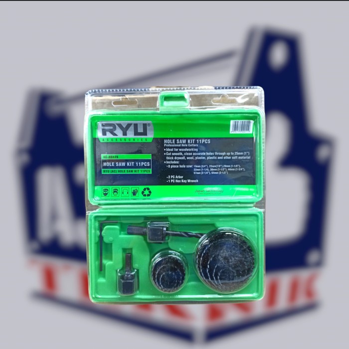 Holesaw kit set Ryu 11pcs / mata bor lubang Ryu murah meriah