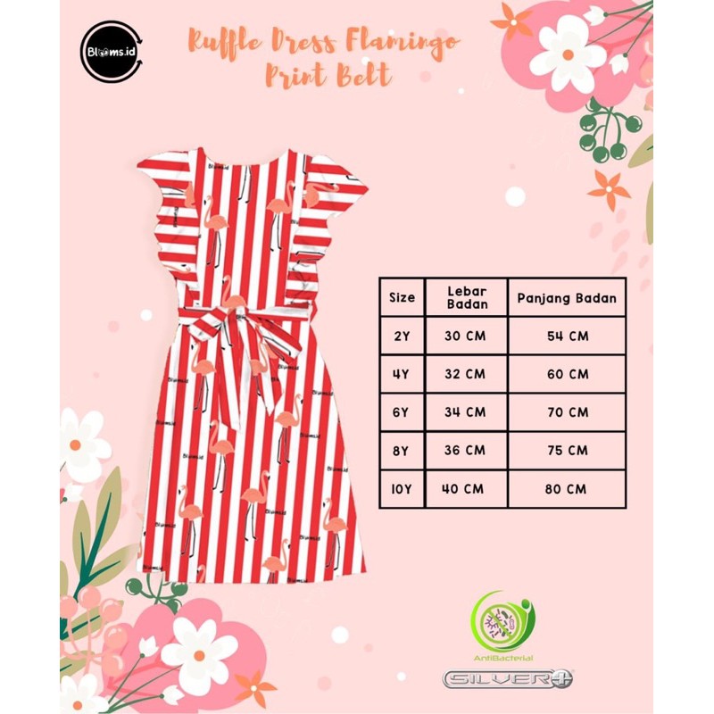 DRESS RUFFLE SET FLAMINGO BLOOMS USIA 2-10TAHUN