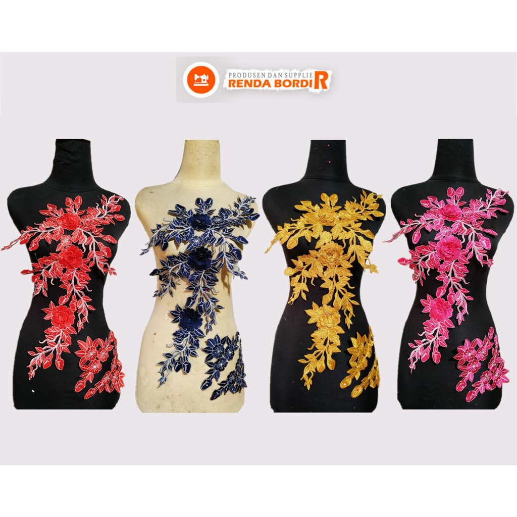 Renda Bordir Bunga Timbul Kebaya Asoka