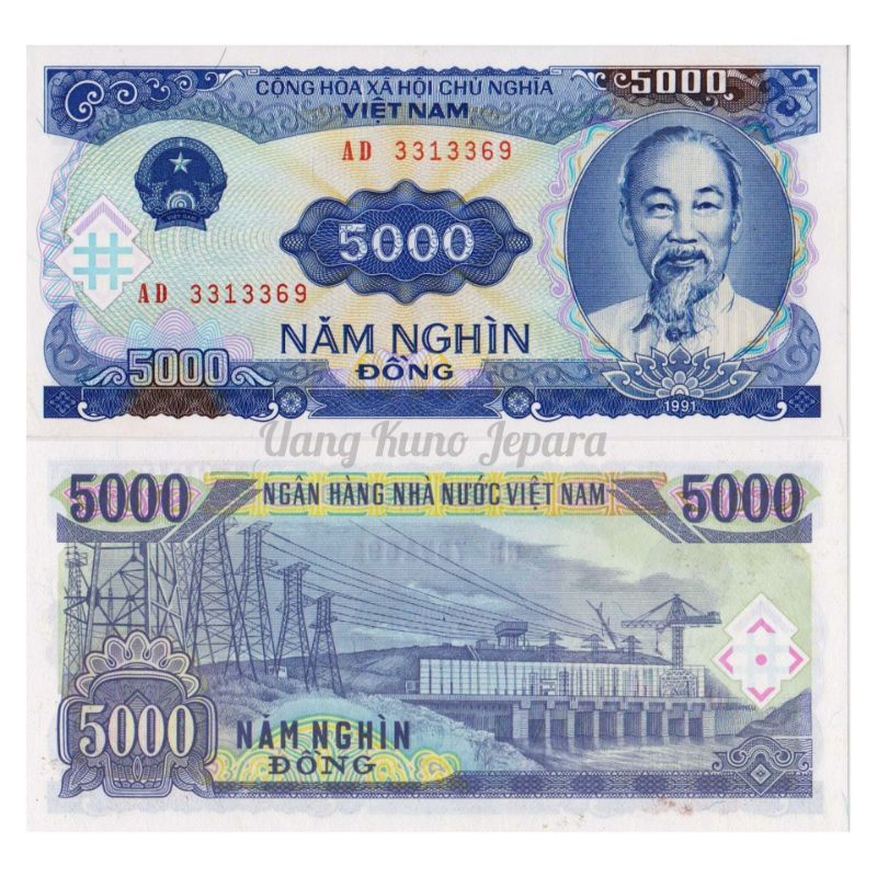 Uang Kuno Luar Atau Asing 5000 Dong Vietnam Tahun 1991