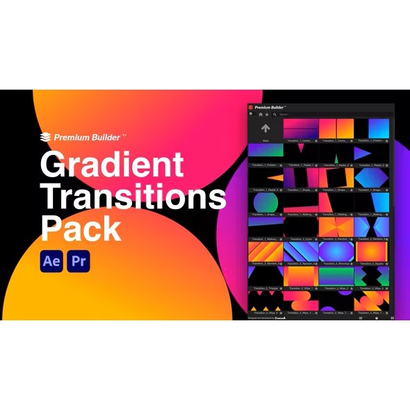 Premium Builder Gradient Transitions Pack - Premiere Pro &amp; After Effect Extension