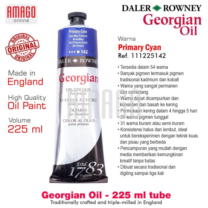 DALER-ROWNEY - GEORGIAN OIL PAINT 225 ml - PRIMARY CYAN - 111225142